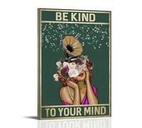 ZLTOFJ Poster de film de dessin animé « Be Kind To Your Mind Mental Health » - Décoration moderne pour chambre à coucher, bureau, célébrité, chanteur, musique, dessin animé, 60 x 90 cm, style cadre