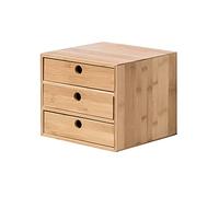 zlw-shop Bamboo Bureau Tiroirs Organisateur Contenants Simple Monitor Stand Riser avec tiroir Accueil Office 3-Drawers Organisateurs, Sauvegarde de l'espace (Style : 3-Drawer)