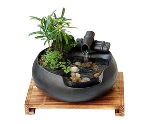 zlw-shop Fontaine d'intérieur Tabletop Fountain Waterfall Desktop Ordinateur Électrique Fontaine Décor Intérieur Extérieur Portable Tabletop Décoratif Zen Méditation Cascade Fontaine à Eau de Table