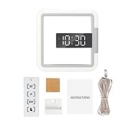 ZLX COB RVB Miroir Carré Horloge Murale Creuse LED Horloge Murale Réveil Numérique Snooze Détection De Température 7 Couleurs Lumière RVB avec Télécommande