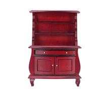 ZLXCAOB 1:12 Maison de poupée bibliothèque Miniature en Bois bibliothèque de Style européen Accessoires de Maison de poupée Accessoire Photo (Rouge)