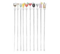 ZLXCAOB 10 pièces Cocktail boisson Swizzle bâton arbres clairs barman mélange agitateurs acrylique boisson agitateur bâtons pour dîner (Grand bâton de barman)