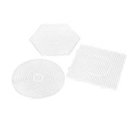 ZLXCAOB 3 pièces planches de perles en plastique fusibles panneaux perforés enfants modèle d'artisanat carré + rond + hexagonal 5mm grand