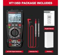 ZLXCAOB HABOTEST HT135D Multimètre numérique multifonctionnel Écran couleur LCD Multimètre portable 4000 True RMS Compte Tension professionnelle Capacité de courant Résistance (HT135D)