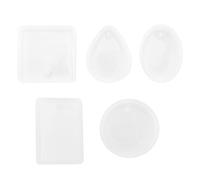 ZLXCAOB Lot de 5 moules ronds en silicone perforés à quatre carrés pour bijoux en résine pour loisirs créatifs, pendentifs, accessoires artisanaux, décoration