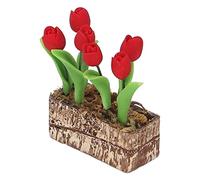ZLXCAOB Ornement de Fleurs de Tulipes Artificielles 1:12 décor de Jardin de Maison de poupée modèle simulé Accessoire Miniature (Rouge)