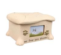ZLXHDL Mémorial pour Animaux de Compagnie avec Un Couvercle en Forme de Poisson, urne en résine pour Chats avec des Impressions de Pattes gravées, boîte à mémoire pour Cendre de Chat