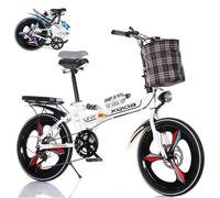 ZLXHFFH Vélo Pliant de 20 Pouces, 6 Vitesses, réglable en Hauteur, Vélos de Ville pliants Vintage pour Hommes et Femmes, avec éclairage et Panier/Expédition Depuis Un entrepôt Allemand
