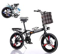 ZLXHFFH Vélo Pliant de 20 Pouces pour Adultes - 6 Vitesses, Compact pour banlieues, Ville, Camping - réglable pour Hommes et Femmes avec éclairage et Panier/Expédition Depuis Un entrepôt Allemand