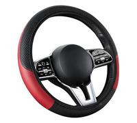 ZLxsmy Daim Couvre Volant Voiture pour Peugeot 107 108 206 207 207CC 208,Housse de Volant en Microfibre Douce,Deluxe Durable,Accessoires Doux Anti-dérapant et Respirant,Black Red