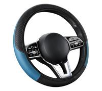 ZLxsmy Daim Couvre Volant Voiture pour Peugeot 107 108 206 207 207CC 208,Housse de Volant en Microfibre Douce,Deluxe Durable,Accessoires Doux Anti-dérapant et Respirant,Black Blue