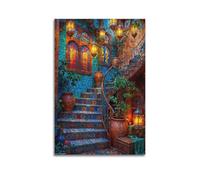 ZlXXYZ Affiches murales modernes sur toile - Affiche de voyage - Cour exotique - Style unique - Décoration ethnique - 30 x 45 cm - Style sans cadre