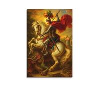 ZlXXYZ Affiches murales modernes sur toile - Poster fantaisie - Chevalier tueur de dragon - Moment épique - Esprit chevalerrique - Peinture décorative sans cadre - 30 x 45 cm