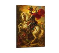ZlXXYZ Affiches murales modernes sur toile représentant un chevalier tueur de dragon épique, un moment épique, un spectacle d'esprit chevaleresque, 60 x 90 cm, style cadre