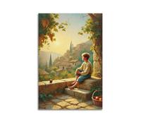 ZlXXYZ Impression sur toile de salon - Paysage - Poster garçon regardant le champ de guérison - Décoration chaleureuse - 30 x 45 cm - Style sans cadre