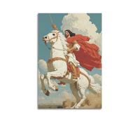 ZlXXYZ Impression sur toile murale moderne - Affiche religieuse - St. George cheval, héroïquement solennel et saint - Donnez de la force spirituelle - 60 x 90 cm - Style sans cadre