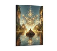 ZlXXYZ Impression sur toile murale moderne familiale, affiche spirituelle, figurine méditative, géométrie sacrée, spectacle d'aura paisible, peinture décorative avec cadre 30 x 45 cm