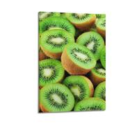 ZlXXYZ Impression sur toile murale pour salon - Affiche de plantes - Kiwis en tranches sont disposées - Texture fraîche naturelle - Affiche décorative - 60 x 90 cm - Style cadre