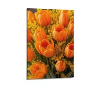 ZlXXYZ Impression sur toile poétique pour salon - Motif plantes - Rose jaune au coucher du soleil - 40 x 60 cm - Style poétique - Cadre