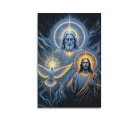 ZlXXYZ Impression sur toile pour décoration murale moderne de bureau familial, religion, Sainte Trinité avec colombe 60 x 90 cm, sans cadre