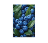 ZlXXYZ Impression sur toile pour salon - Motif plantes - Myrtilles dodues avec feuilles vertes émettant une sensation de fraîcheur naturelle - 40 x 60 cm - Style sans cadre