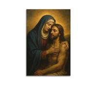 ZlXXYZ Impression sur toile pour salon - Poster religieux Pietà Marie et Jésus - Art classique - Peinture décorative - 60 x 90 cm - Style sans cadre