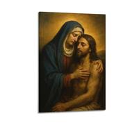 ZlXXYZ Impression sur toile pour salon - Poster religieux - Pietà Marie et Jésus - Art décoratif classique - 20 x 30 cm - Style cadre