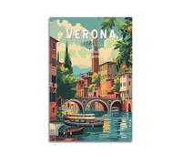 ZlXXYZ Poster de voyage moderne sur toile - Affiche de voyage - Vérone Italie - Favorise une ambiance romantique de voyage - 30 x 45 cm - Style sans cadre
