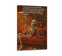 ZlXXYZ Poster mural moderne sur toile - Motif tête de mort et chats - Style vintage et philosophique - 60 x 90 cm - Style cadre