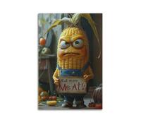 ZlXXYZ Poster mural moderne sur toile - Poster amusant - Personnage de maïs en colère - Peinture d'art humoristique - 30 x 45 cm - Style sans cadre
