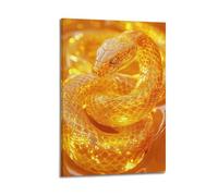 ZlXXYZ Poster sur toile moderne - Motif animal - Serpent en cristal doré brillant et mystérieux rayonnant - Charme luxueux - Peinture décorative avec cadre - 30 x 45 cm