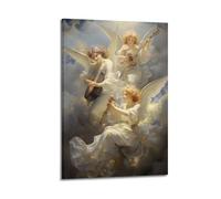ZlXXYZ Poster sur toile pour décoration murale moderne - Anges religieux jouant de la musique dans des nuages - 50 x 75 cm - Style cadre