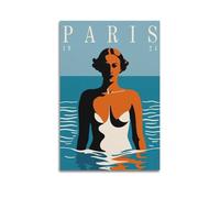 ZlXXYZ Poster sur toile pour décoration murale moderne de bureau familial - Affiche de style rétro de la culture de Paris 1924, maillot de bain bleu-orange, sans cadre, 30 x 45 cm