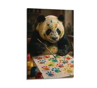 ZlXXYZ Poster sur toile pour décoration murale moderne de bureau familial - Artiste panda humoristique avec cadre 20 x 30 cm