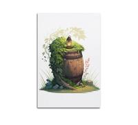 ZlXXYZ Poster sur toile pour décoration murale moderne de bureau familial - Motif tonneau de plantes avec vignes et lanterne 30 x 45 cm