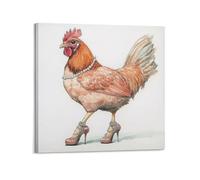 ZlXXYZ Poster sur toile pour décoration murale moderne de bureau familial - Poule humoristique en perles et talons hauts 40 x 40 cm, style 1