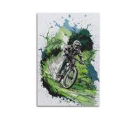 ZlXXYZ Poster sur toile pour décoration murale moderne de bureau familial - Sports VTT Sprint Through The Woods 50 x 75 cm