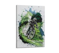 ZlXXYZ Poster sur toile pour décoration murale moderne de bureau familial - Sports VTT Sprint Through The Woods 60 x 90 cm - Style cadre