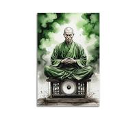 ZlXXYZ Poster sur toile pour décoration murale moderne - Moine humoristique méditant sur un haut-parleur 20 x 30 cm