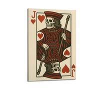 ZlXXYZ Poster sur toile pour décoration murale moderne - Motif tête de mort de poker - Jack of Hearts - 20 x 30 cm - Style cadre