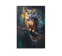 ZlXXYZ Poster sur toile pour salon - Motif chouette colorée déchaînant un charme mystérieux - Décoration unique - 50 x 75 cm - Style sans cadre