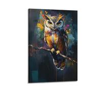 ZlXXYZ Poster sur toile pour salon - Motif chouette colorée déchaînant un charme mystérieux - Décoration unique - 60 x 90 cm - Style cadre