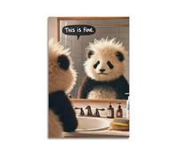 ZlXXYZ Poster sur toile pour salon - Poster animal panda regardant dans un miroir - 40 x 60 cm - Sans cadre