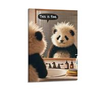 ZlXXYZ Poster sur toile pour salon - Poster animal panda regardant dans un miroir - 40 x 60 cm - Style cadre