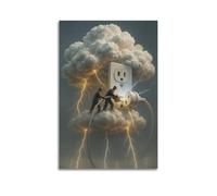 ZlXXYZ Posters sur toile pour décoration murale moderne de bureau familial - Connexion électrique avec nuage - 60 x 90 cm - Style abstrait sans cadre