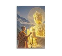 ZlXXYZ Toile murale moderne - Affiche religieuse - Moine atteignant le Bouddha - Connexion divine - Art décoratif - 20 x 30 cm - Style sans cadre
