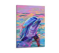 ZLXZPL Europe Peinture murale Art Affiches sur toile Poster coloré Dauphin Pop Art décoratif 40 x 60 cm Style cadre