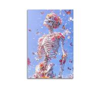 ZLXZPL Europe Peinture murale Art Affiches sur toile Poster créatif Fleur Crâne Papillons Art Décor 30 x 45 cm Sans cadre