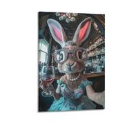 ZLXZPL Europe Peinture murale Art Affiches sur toile Poster créatif Lapin élégant dans un bar Décor tendance 60 x 90 cm Style cadre