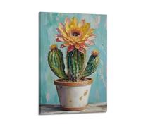 ZLXZPL Europe Peinture murale Art Toile Affiches Art Illustration Fleur Cactus Pot Fresh Artistique Toile Décor 50 x 75 cm Style Cadre